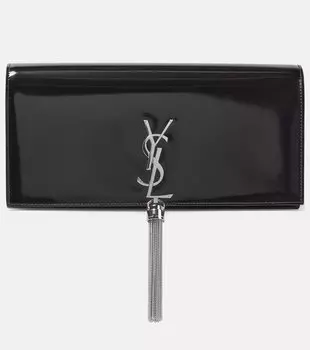Кожаный клатч kate с кисточками Saint Laurent, черный
