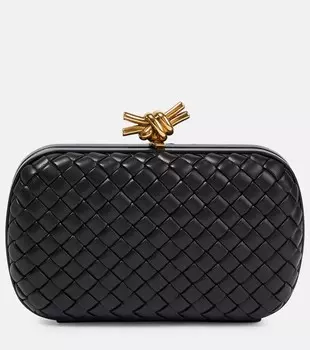 Кожаный клатч Knot Intreccio Bottega Veneta, черный