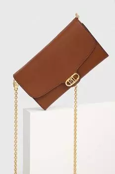 Кожаный клатч Lauren Ralph Lauren, коричневый