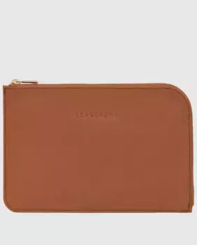 Кожаный клатч Le Foulonn на молнии Longchamp, коричневый