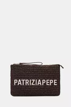 Кожаный клатч Patrizia Pepe, коричневый