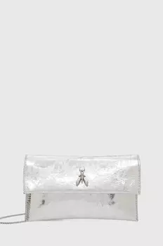 Кожаный клатч Patrizia Pepe, серебряный