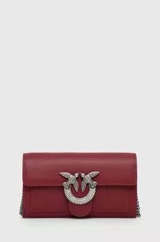 Кожаный клатч Pinko, бордовый