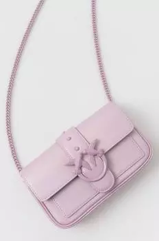 Кожаный клатч Pinko, фиолетовый