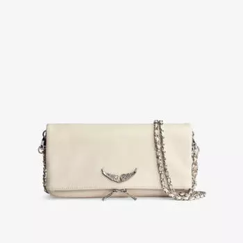 Кожаный клатч Rock Swing Your Wings с металлическим логотипом Zadig&Voltaire, цвет flash