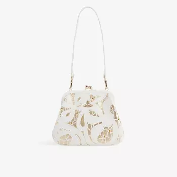 Кожаный клатч с абстрактным принтом Vivienne Westwood, белый