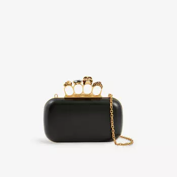 Кожаный клатч с черепом Alexander Mcqueen, черный