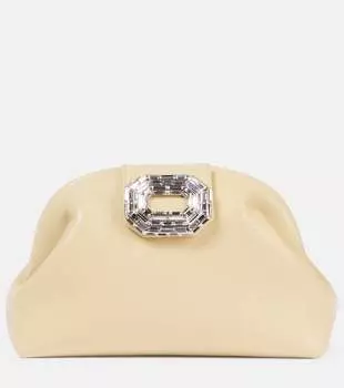 Кожаный клатч с декоративными элементами Camelia Amina Muaddi, Butter