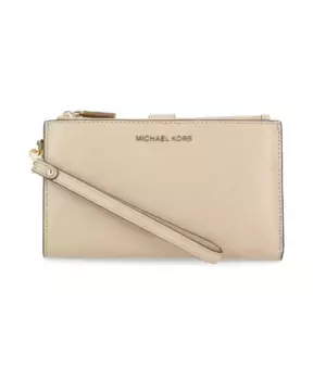 Кожаный клатч с карманами Michael Kors, бежевый