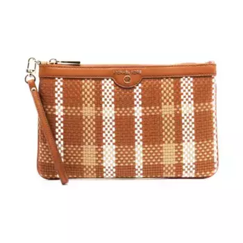 Кожаный клатч с подвеской Jet Set Michael Kors, коричневый