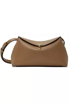 Кожаный клатч T-Lock Toteme, коричневый