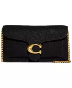 Кожаный клатч Tabby Chain с цепочкой цвета полированного камня COACH, черный