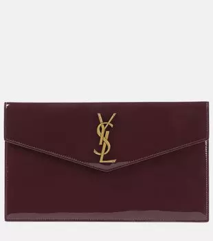 Кожаный клатч Uptown с лаковым покрытием Saint Laurent, Fk Red Wine