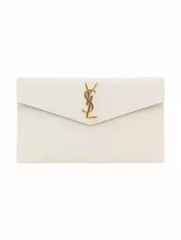 Кожаный клатч Uptown Saint Laurent, белый