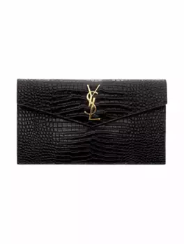 Кожаный клатч Uptown Saint Laurent, черный