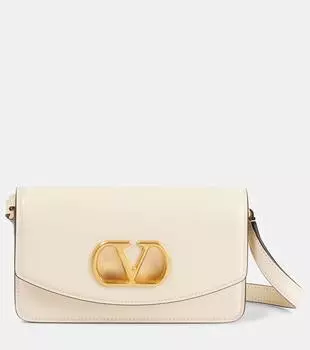 Кожаный клатч Vain с логотипом V Valentino Garavani, Butter White