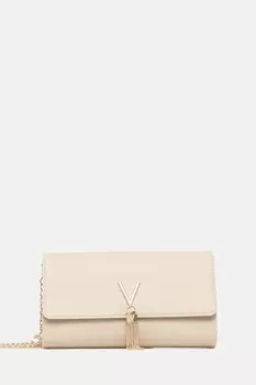 Кожаный клатч Valentino Bags, бежевый