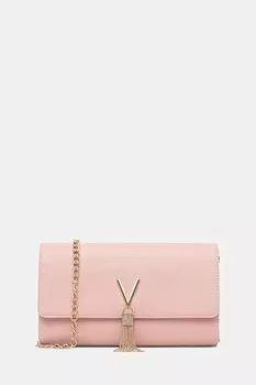 Кожаный клатч Valentino Bags, розовый