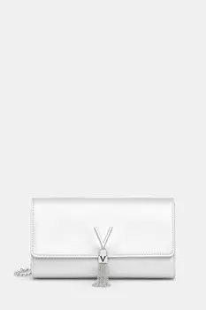 Кожаный клатч Valentino Bags, серебряный