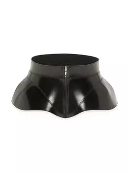 Кожаный корсет с баской Alexander McQueen, черный