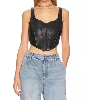 Кожаный корсет Tabia Топ в черном цвете LAMARQUE