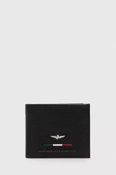 Кожаный кошелек Aeronautica Militare, черный