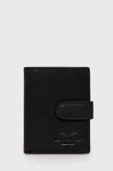 Кожаный кошелек Aeronautica Militare, черный