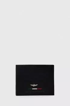 Кожаный кошелек Aeronautica Militare, черный