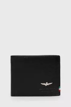 Кожаный кошелек Aeronautica Militare, черный