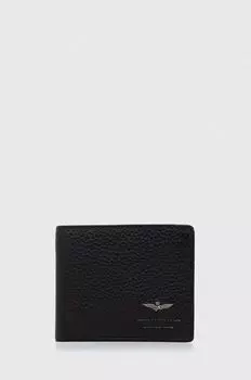 Кожаный кошелек Aeronautica Militare, черный