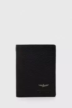 Кожаный кошелек Aeronautica Militare, черный