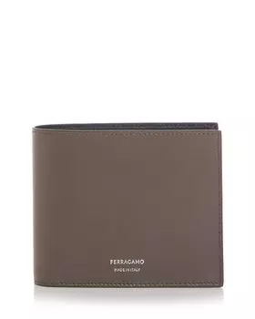 Кожаный кошелек Bifold FERRAGAMO, серый