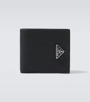 Кожаный кошелек бифолд Prada, черный