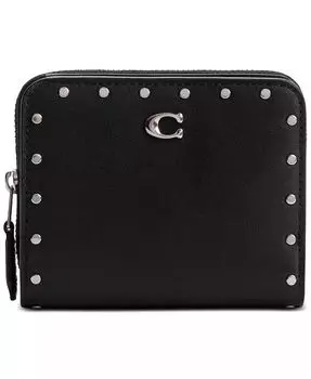 Кожаный кошелек Billfold с заклепками Coach, черный