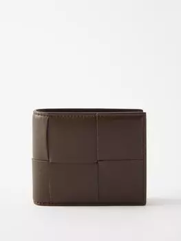 Кожаный кошелек cassette intrecciato, складывающийся в два раза Bottega Veneta, коричневый