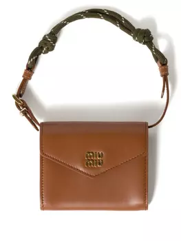 Кожаный кошелек через плечо Miu Miu, коричневый