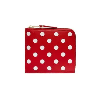 Кожаный кошелек Comme des Garons с принтом в горошек, красный