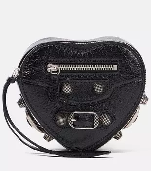 Кожаный кошелек для монет le cagole в форме сердца Balenciaga, черный