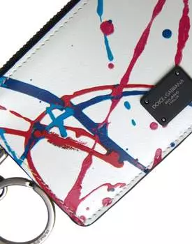 Кожаный кошелек Dolce & Gabbana на молнии с логотипом, белый