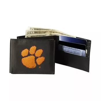 Кожаный кошелек двойного сложения Clemson University Tigers