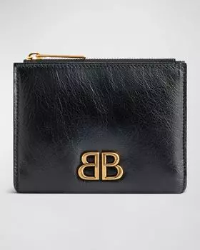 Кожаный кошелек двойного сложения Monaco Balenciaga, цвет 1000 Black