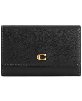 Кожаный кошелек Essential Medium Flap COACH, черный