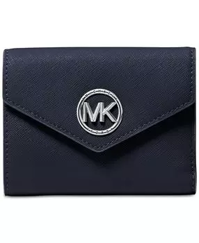 Кожаный кошелек greenwich с конвертом trifold Michael Kors, синий