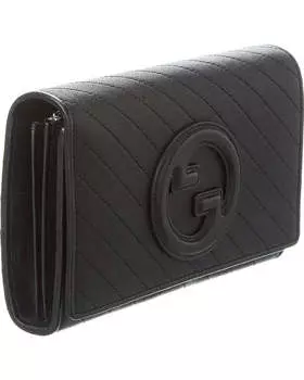 Кожаный кошелек Gucci Blondie на цепочке, черный