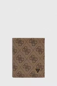 Кожаный кошелек Guess, бежевый