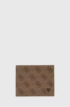 Кожаный кошелек Guess, бежевый