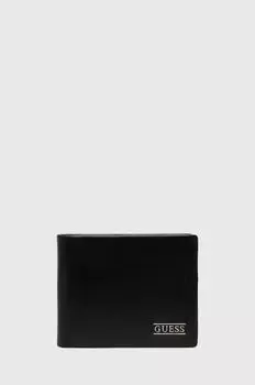 Кожаный кошелек Guess, черный
