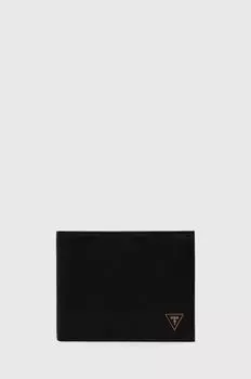 Кожаный кошелек Guess, черный