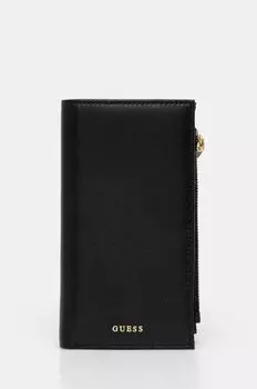 Кожаный кошелек Guess, черный