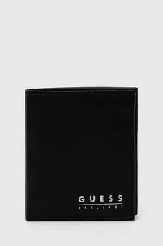 Кожаный кошелек Guess, черный